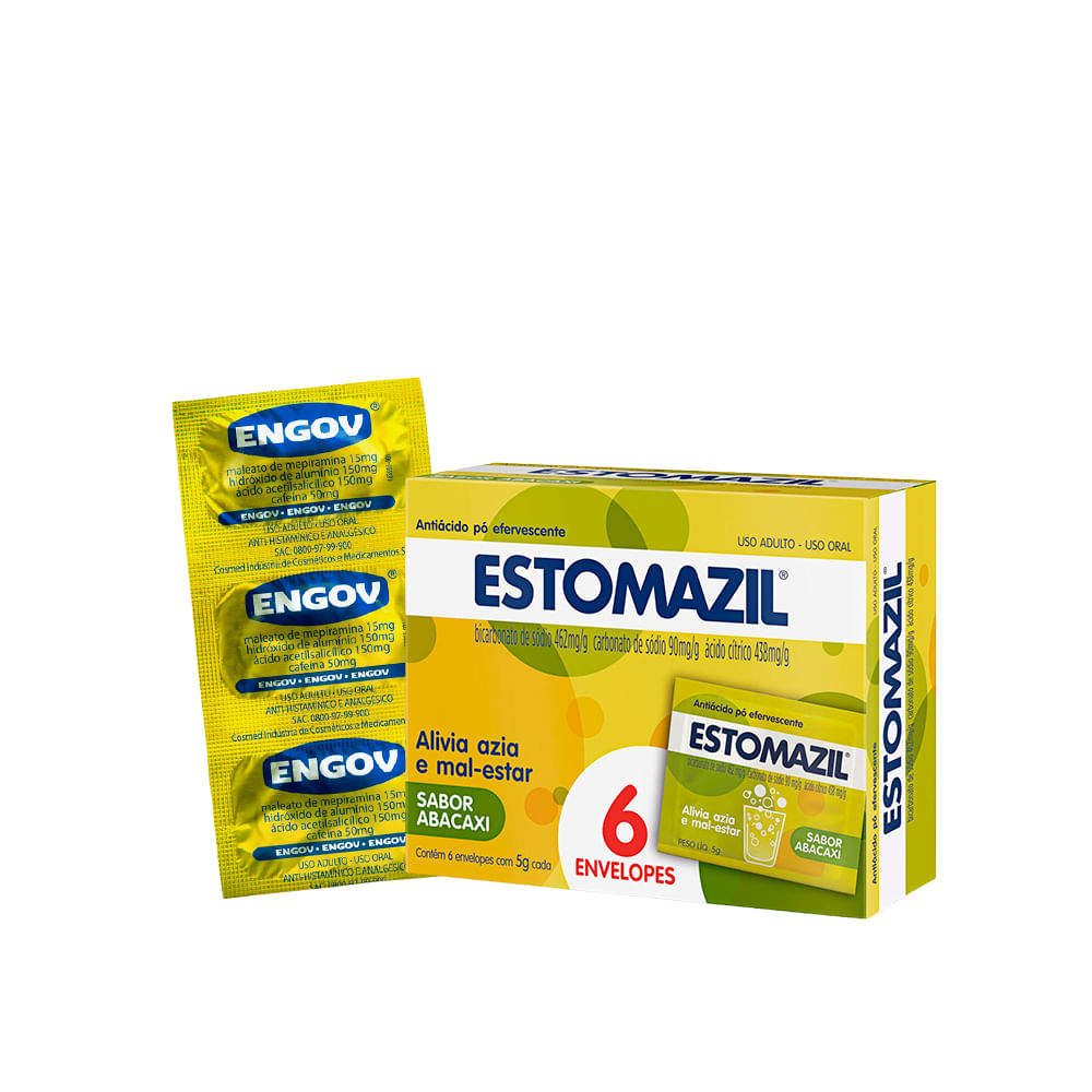 Kit Engov Comprimido 12un + Estomazil Abacaxi 6 envelopes