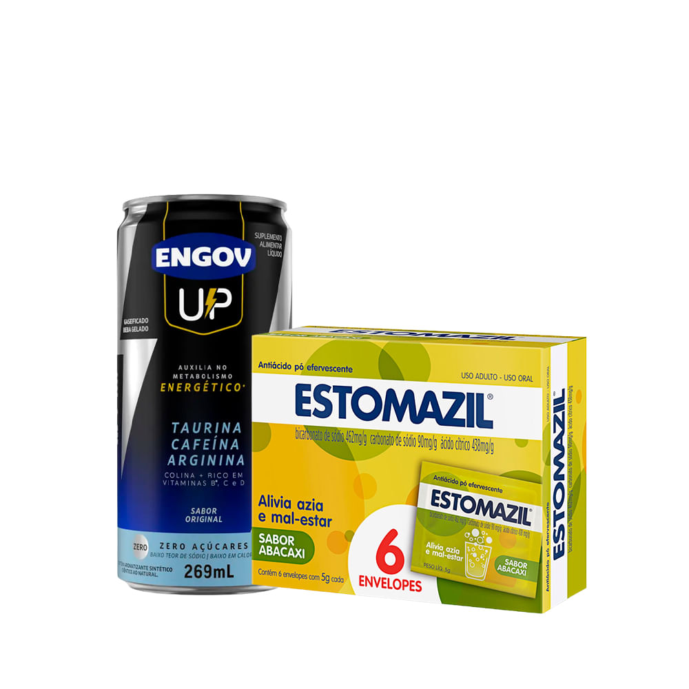 Kit Engov Up Original + Estomazil sabor Abacaxi - 6 envelopes