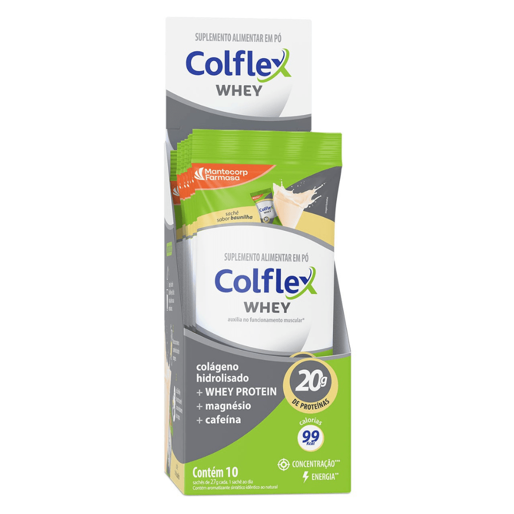 Colflex Whey Protein Baunilha – 10 Sachês c/ 20g de Proteína