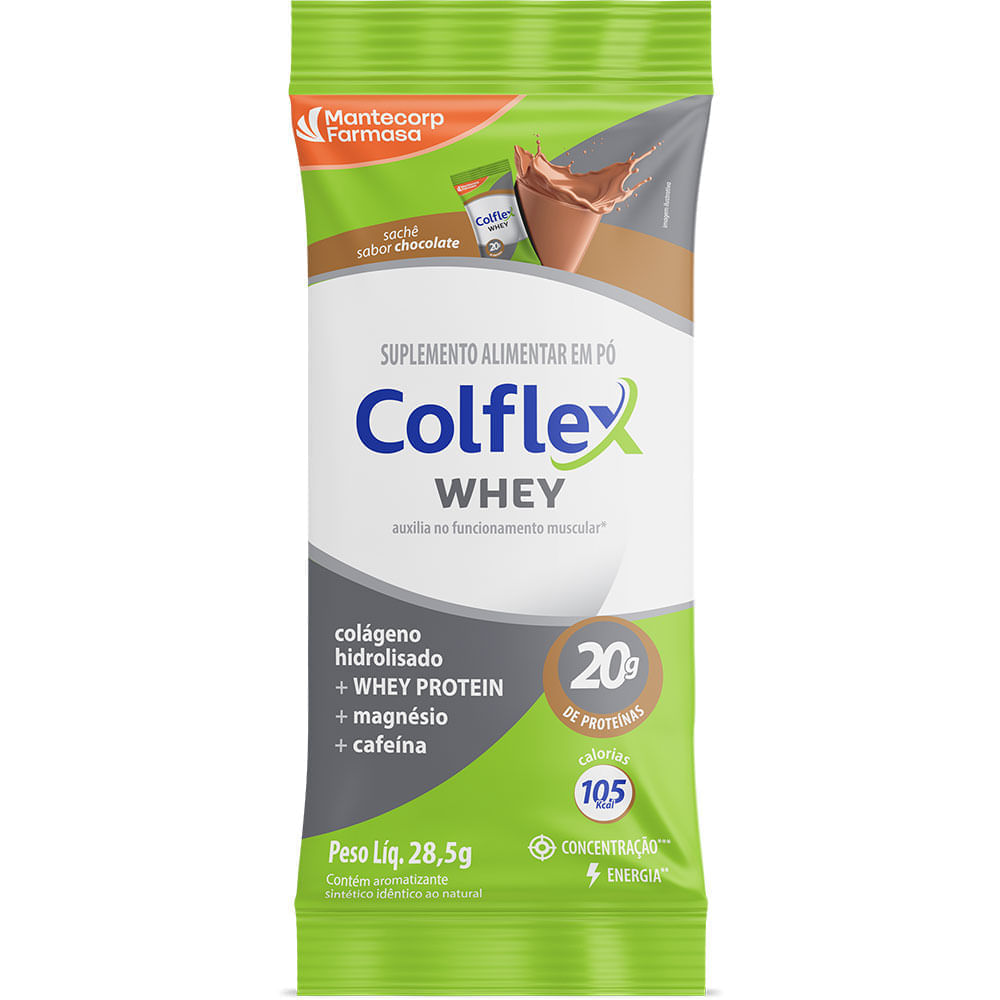 Encontraproduto.com.br - Colflex Whey Protein Chocolate – 10 Sachês c/ 20g de Proteína